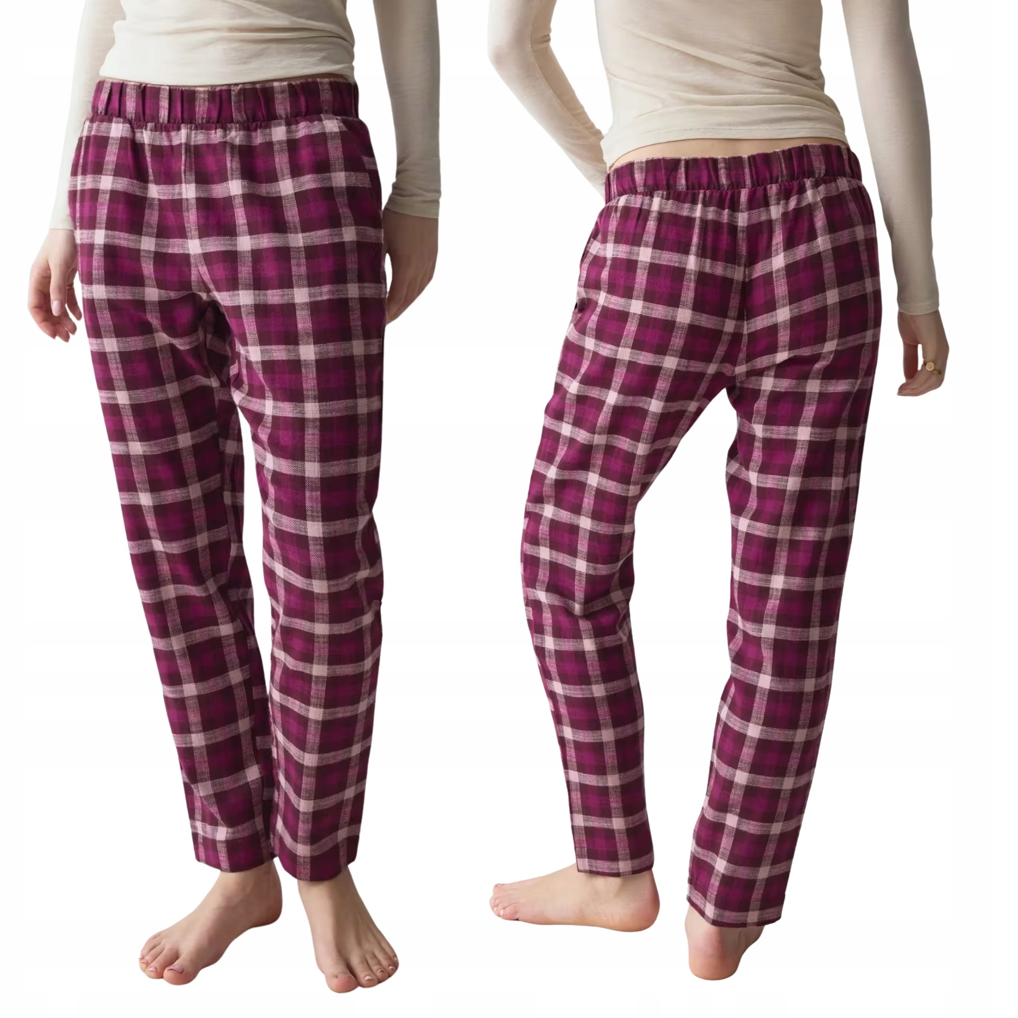 Triumph kostkované kalhoty Mix&Match Tapered Trouser Flannel 02 X bordo 36