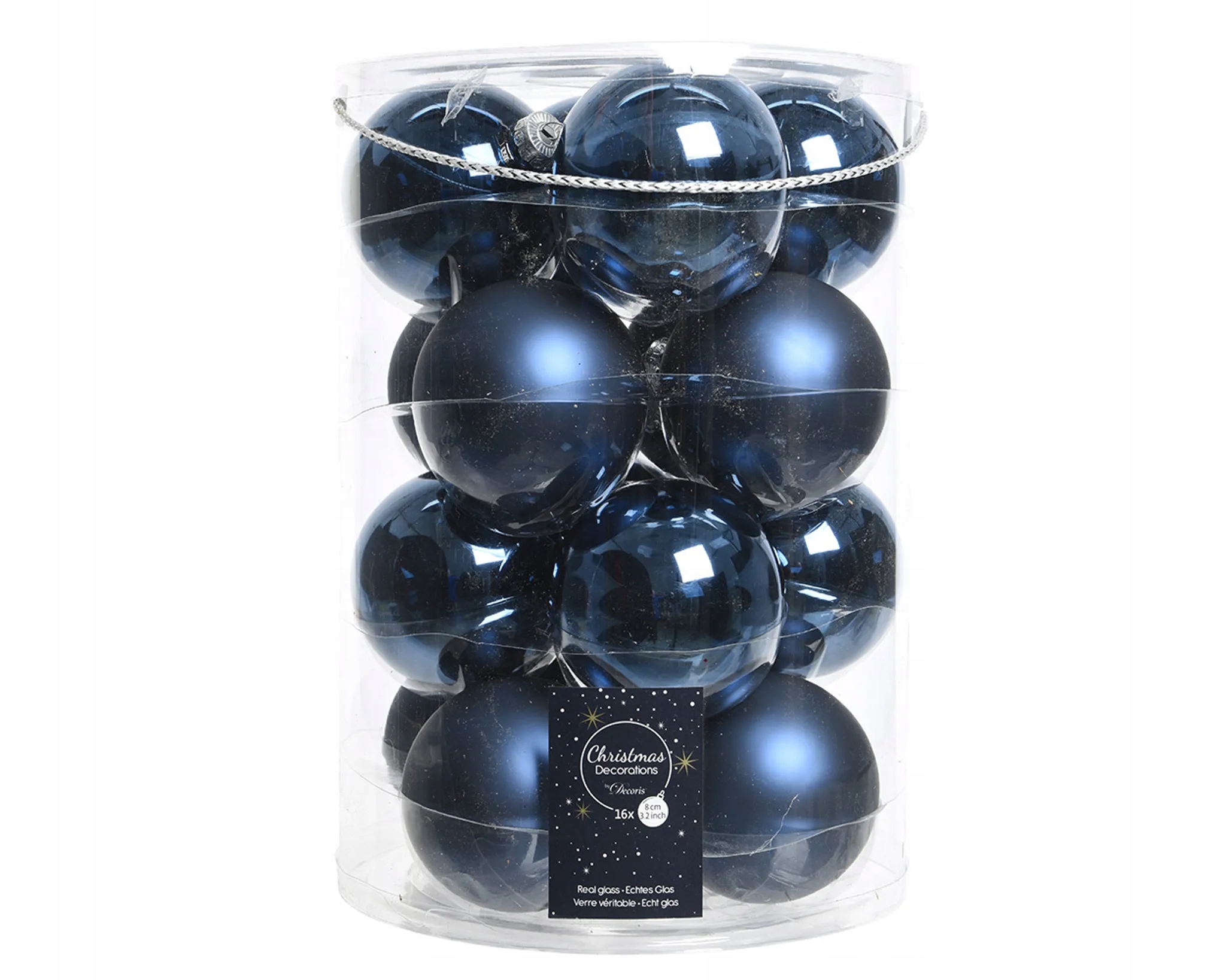 Skleněné vánoční baňky na stromeček 8 cm Granátové v tubě Sada 16 ks