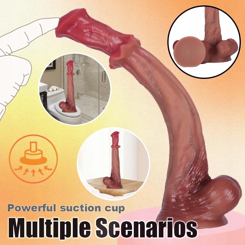 HUGE HORSE Dildo Realistyczny Silikonowy Z Przyssawką Dla Kobiet i Mężczyzn — miniatura 6
