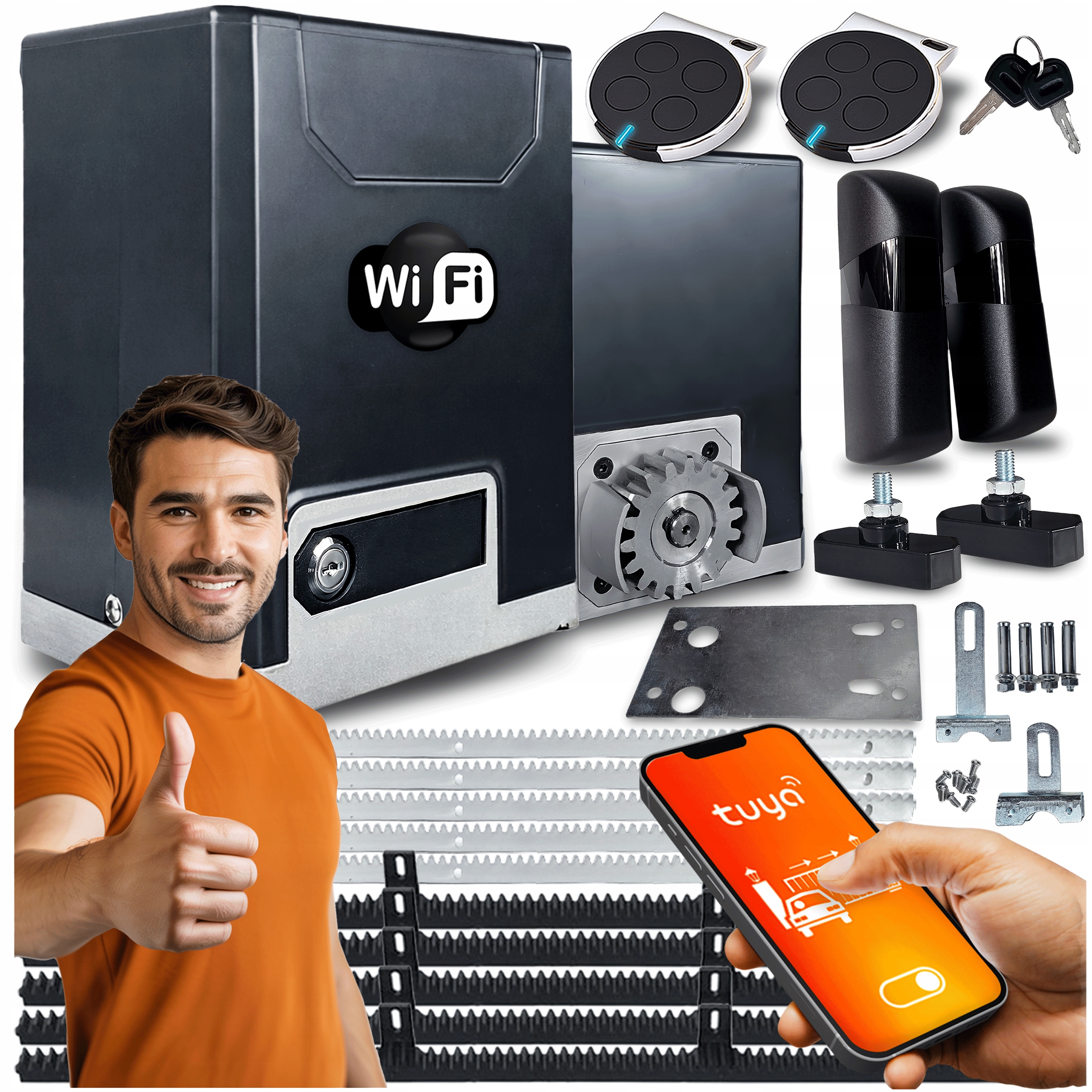 Set Pohon Pro Posuvnou Bránu 600 kg lišty ovladače Wifi Tuya Automat