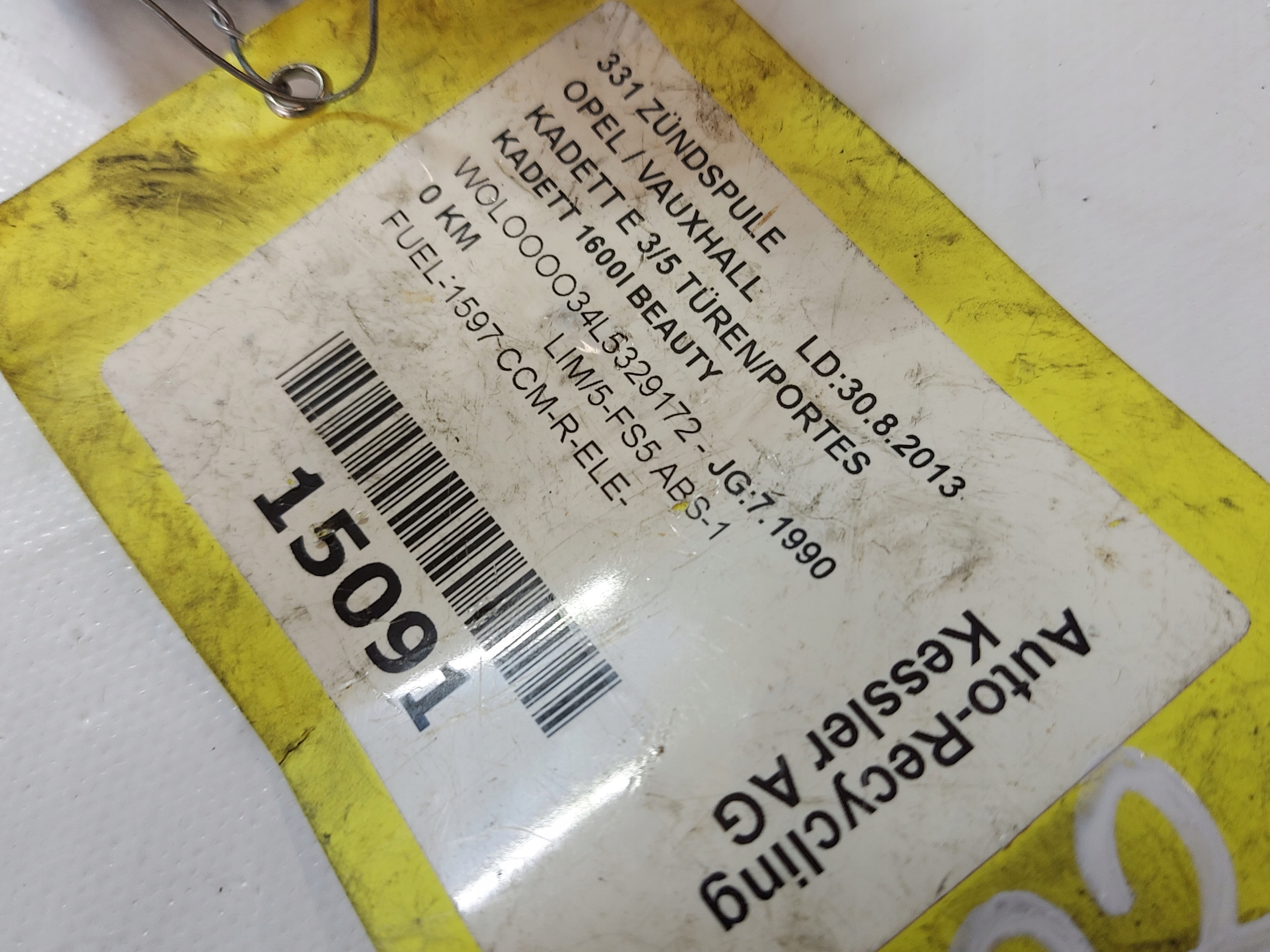coil ignition OPEL KADETT 1.6 B DELCO REMY WQ