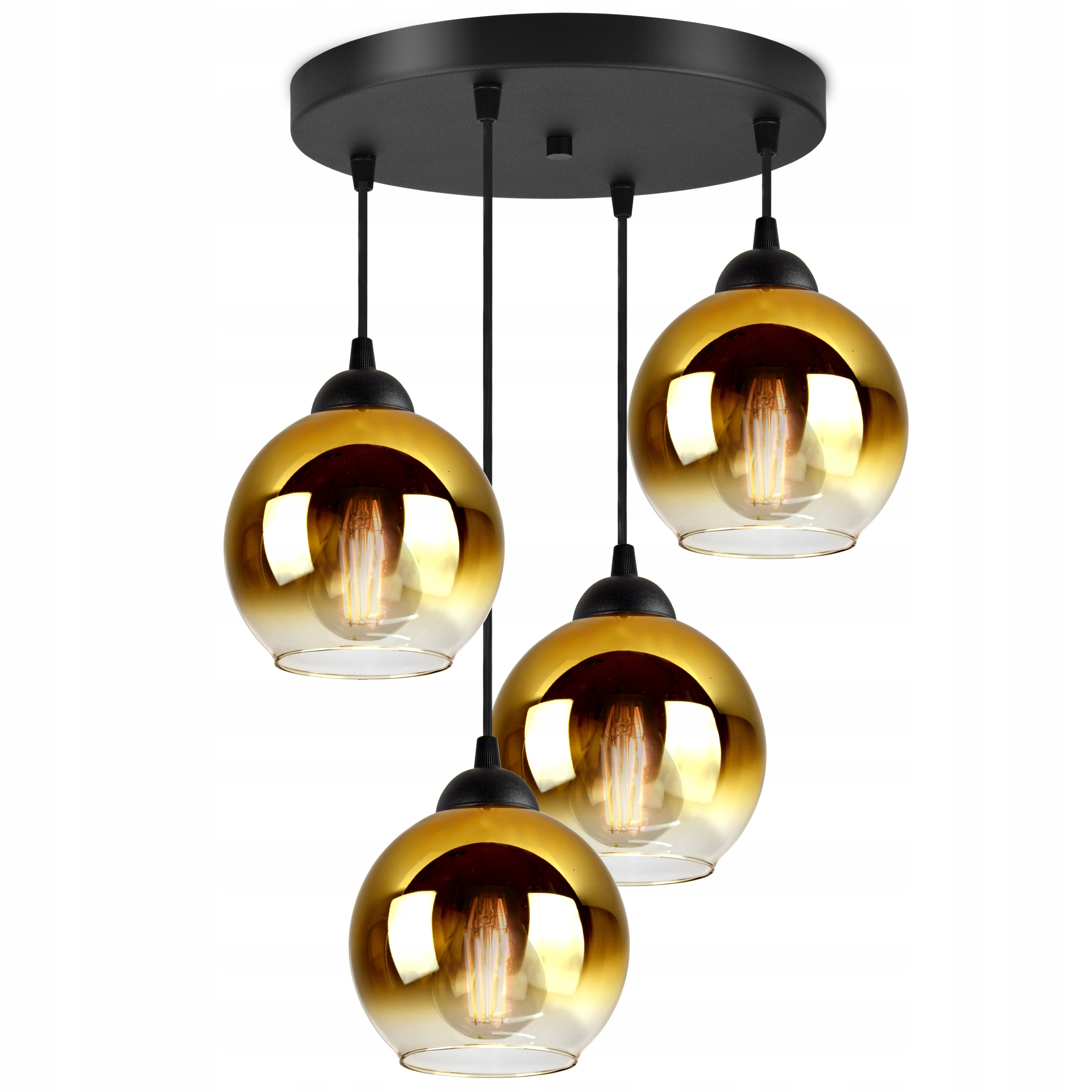 

Lampa Wisząca Żyrandol 4 szklane Złote Kule Led