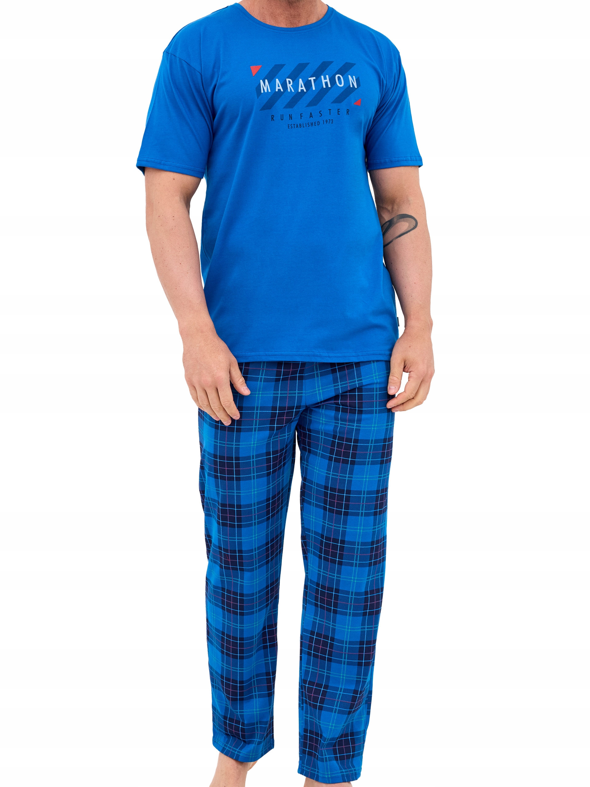 Pánské pyžamo Cornette 134/303 Marathon 3 vel. 3XL (54) kobaltová mřížka Kr+ds