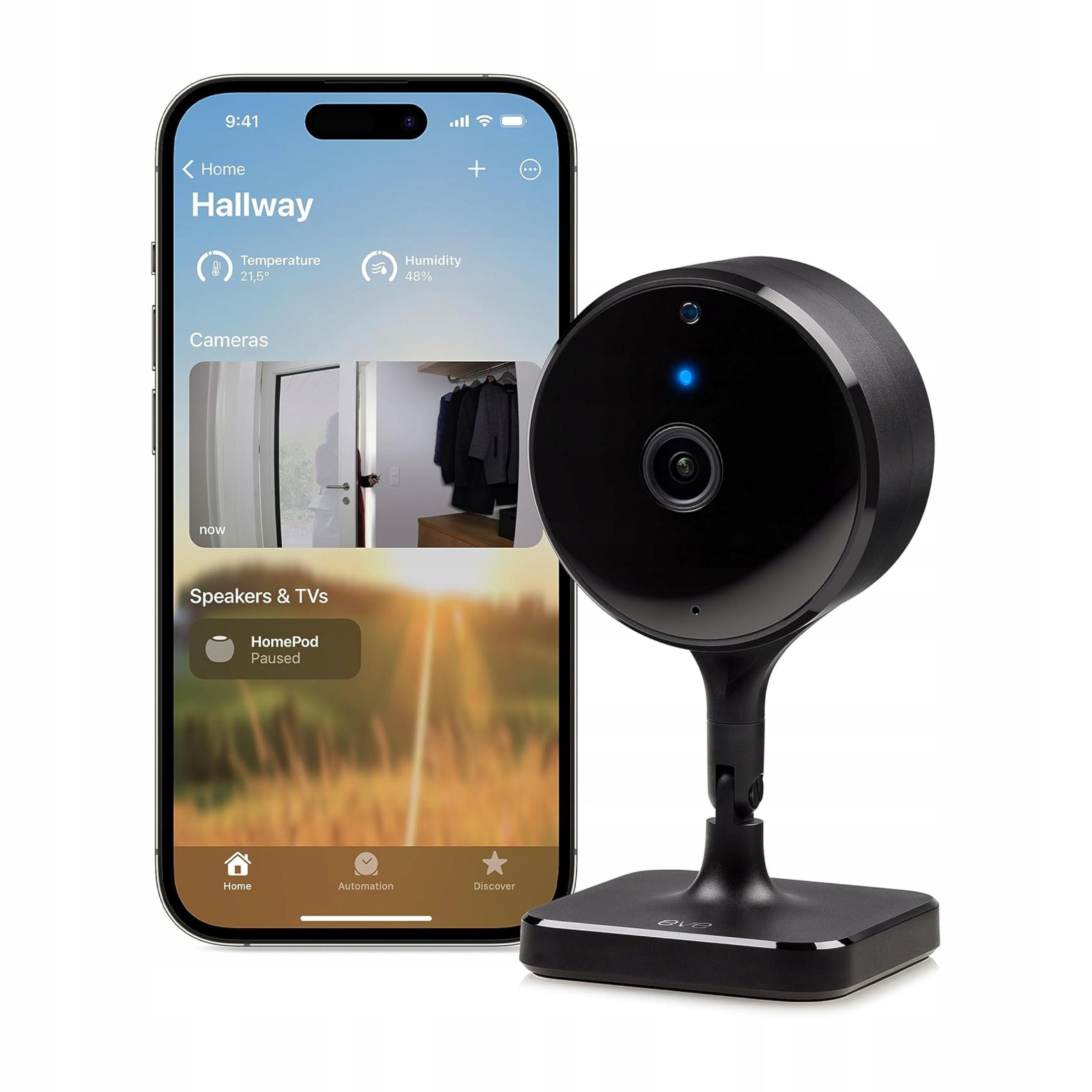 Vnútorná kamera Eve Cam Smart Domáca monitorovacia Wi-Fi čierna
