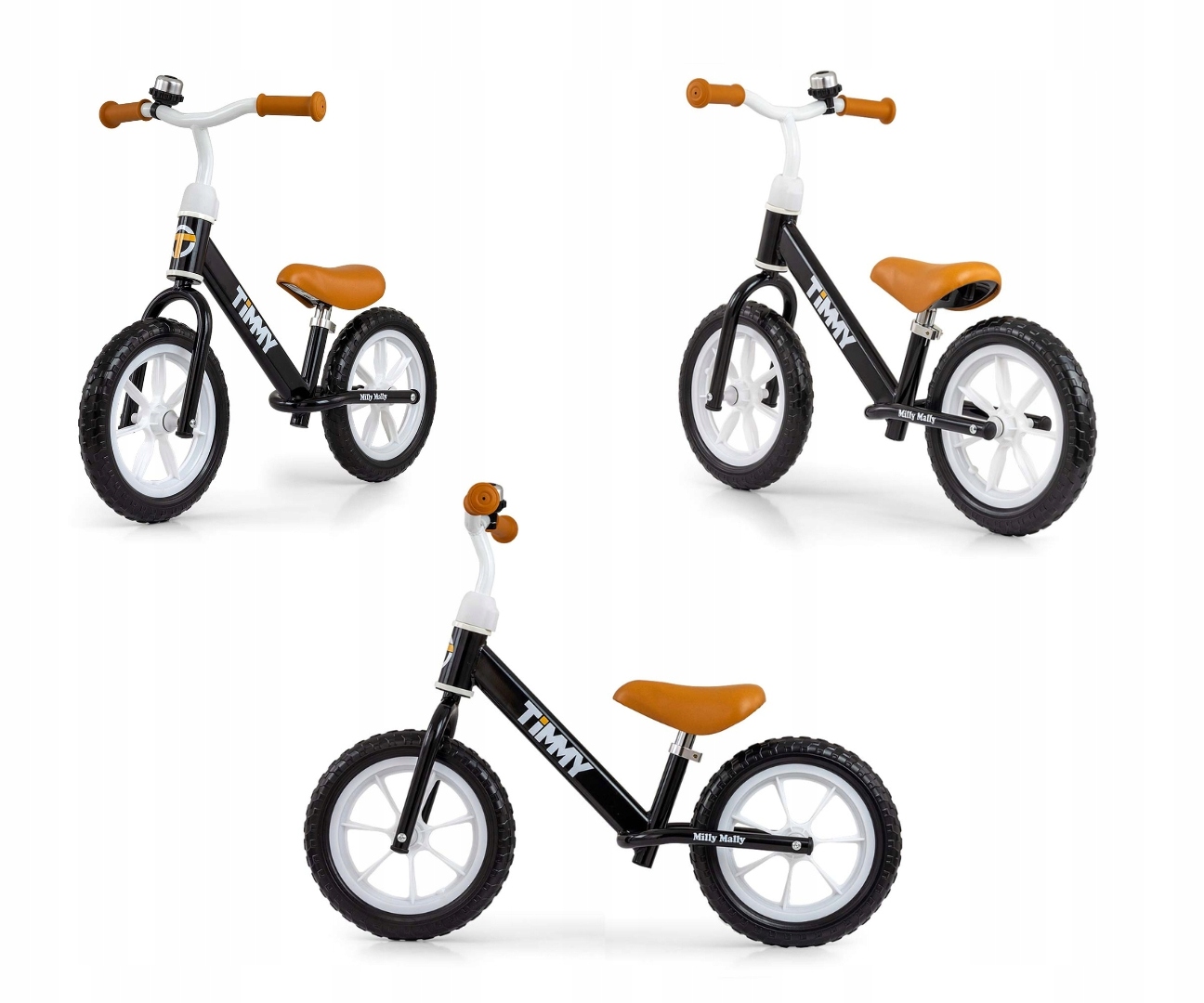Milly Mally Rowerek Biegowy Timmy Black dla dzieci 2-5 lat