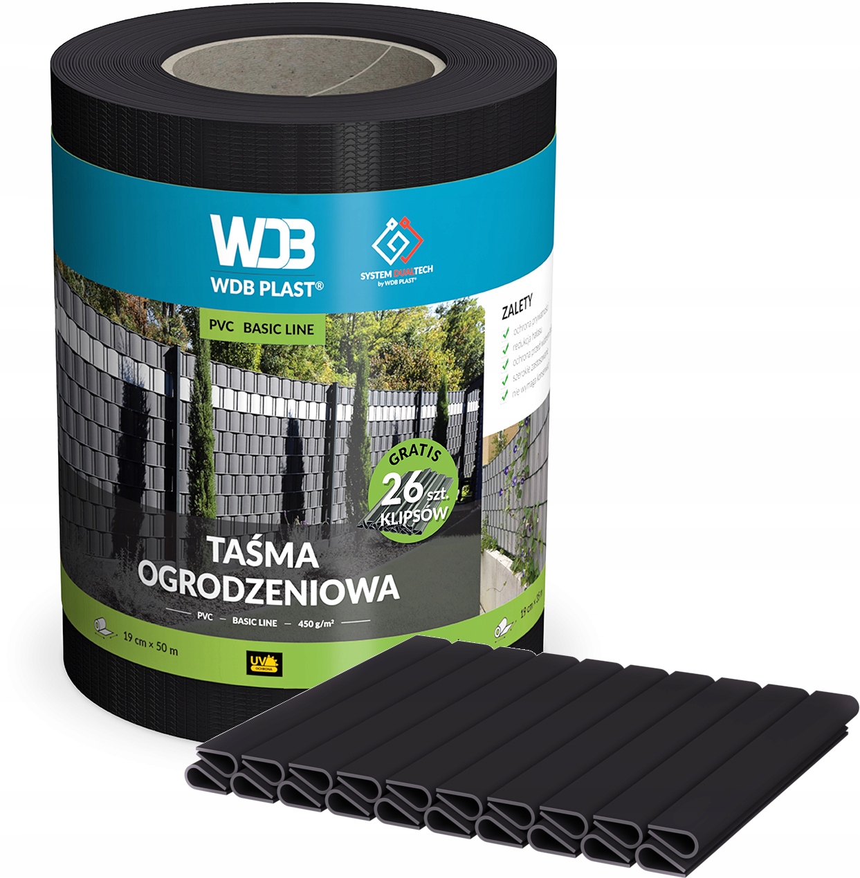 Taśma Ogrodzeniowa 19x50 Osłona Na Płot Ogrodzenie Panelowe Czarna