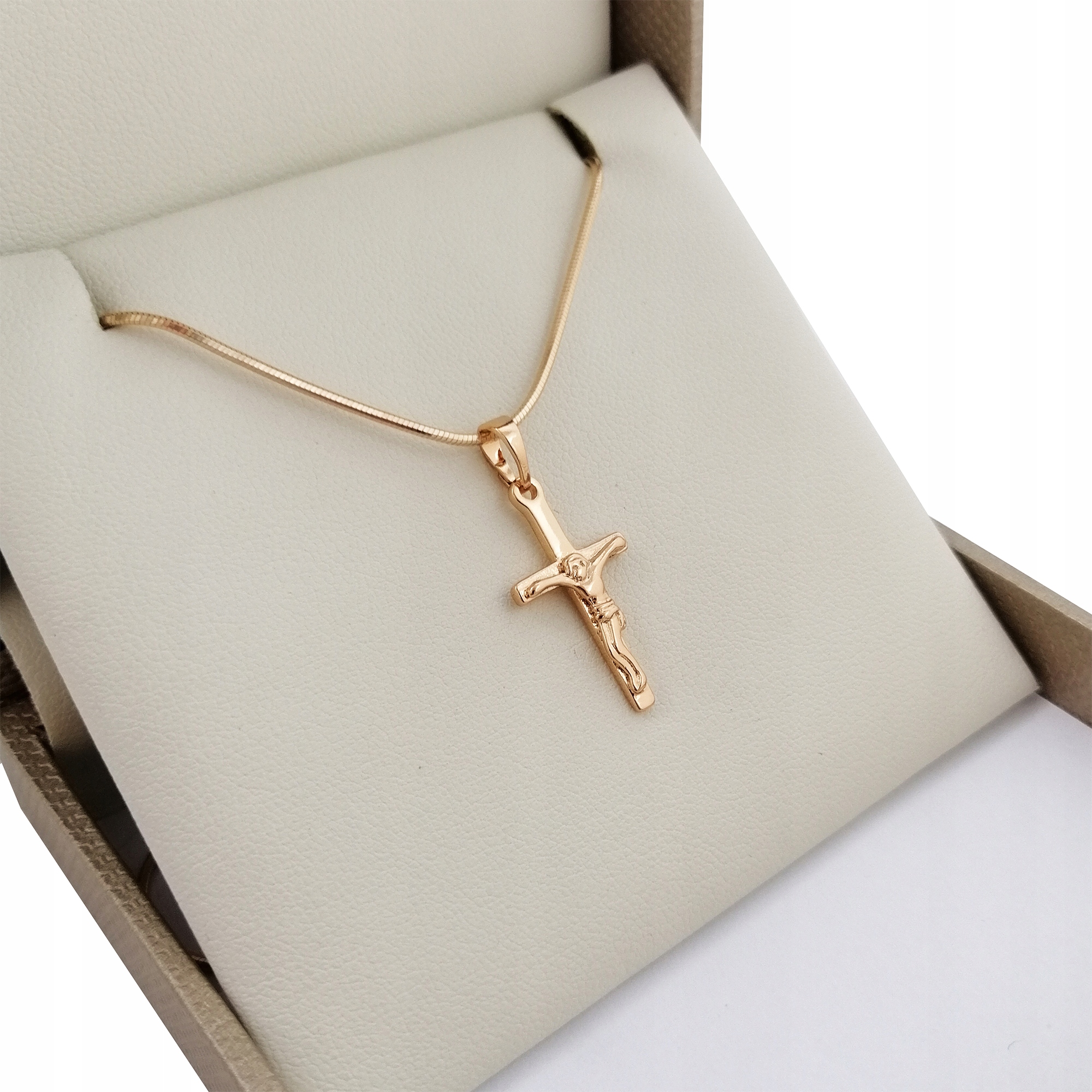 ZŁOTY ŁAŃCUSZEK 60CM DELIKATNY KRZYŻYK 18K PREZENT Marka Golden Celebrity