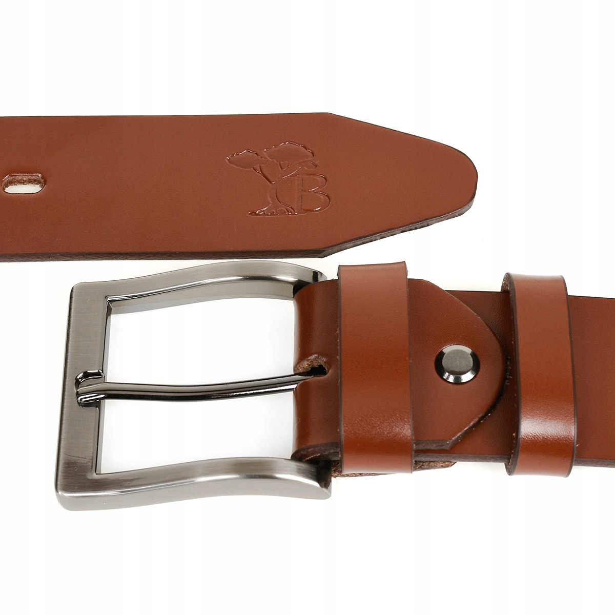 Skórzany pasek koniak do spodni szeroki BELTIMORE Model E03