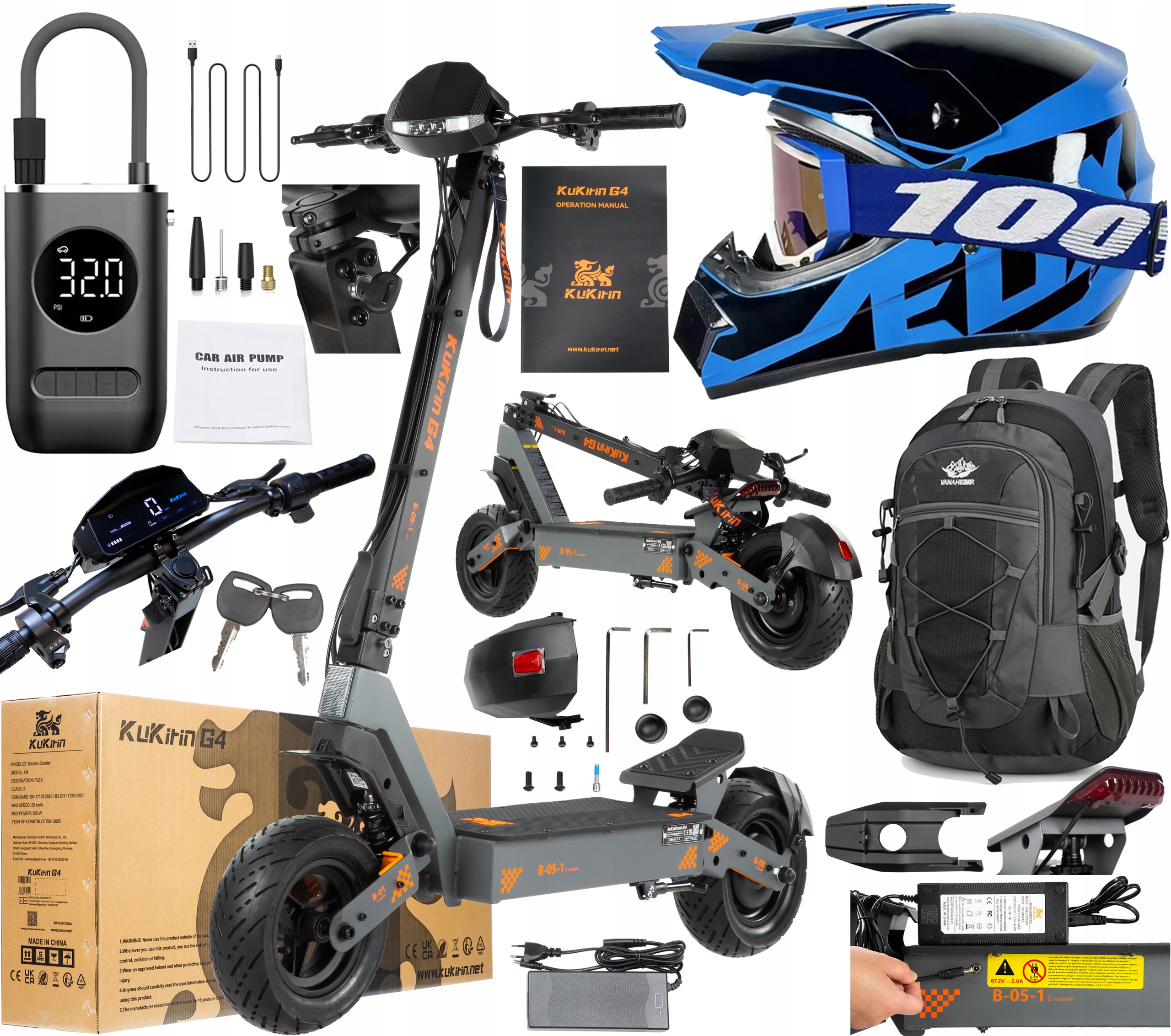 2026 KuKirin G4 Pojazdy elektryczne 2000W 60V 20Ah 70KM/H 75KM 11" +Prezent