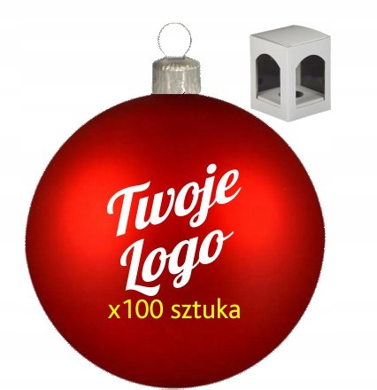 100 ks Vánoční Koule skleněná s potiskem a logem nápis 10 cm, krabička