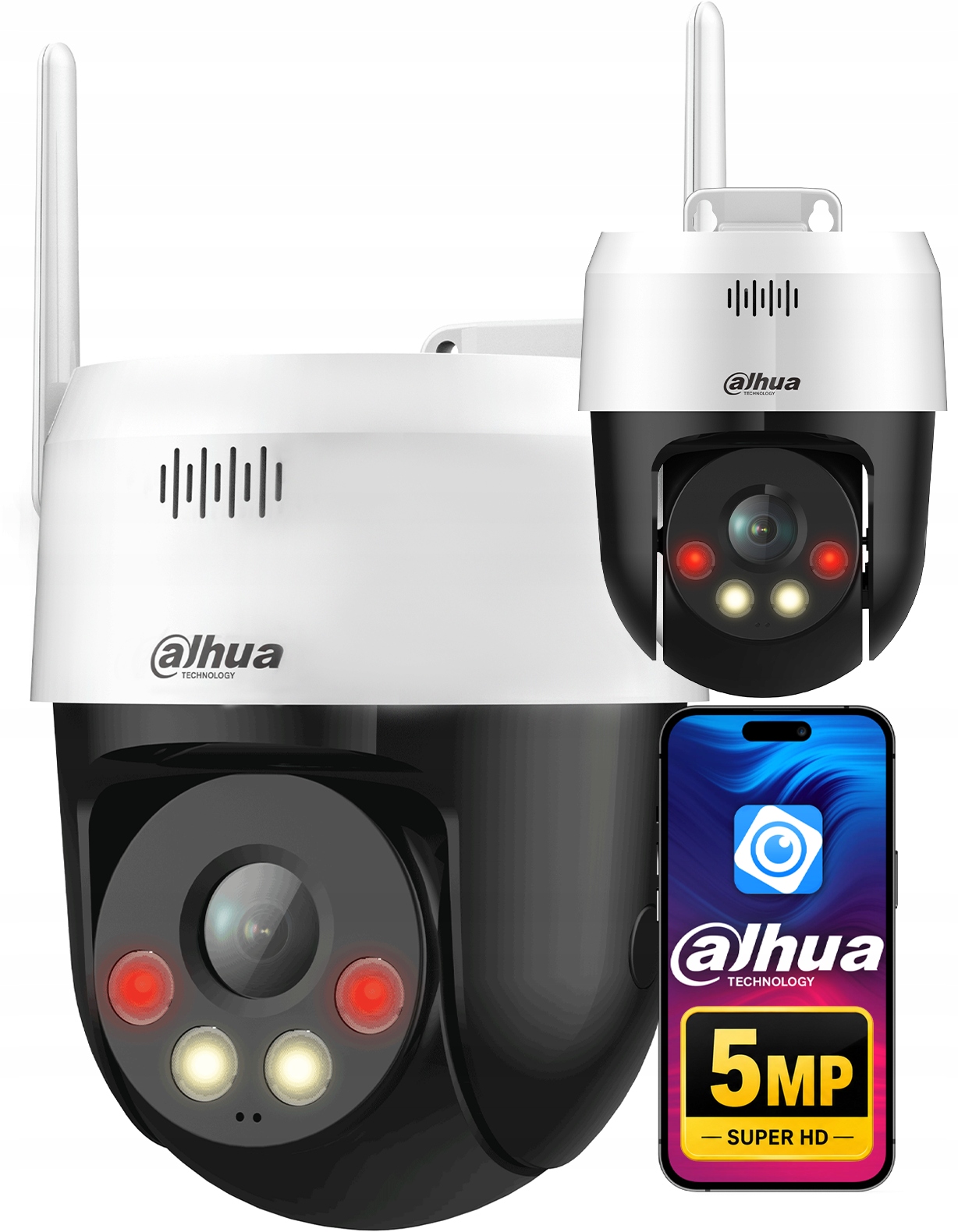Venkovní WiFi kamera Dahua P5AE-PV 5MP otočná Ai audio Led alarm IP66