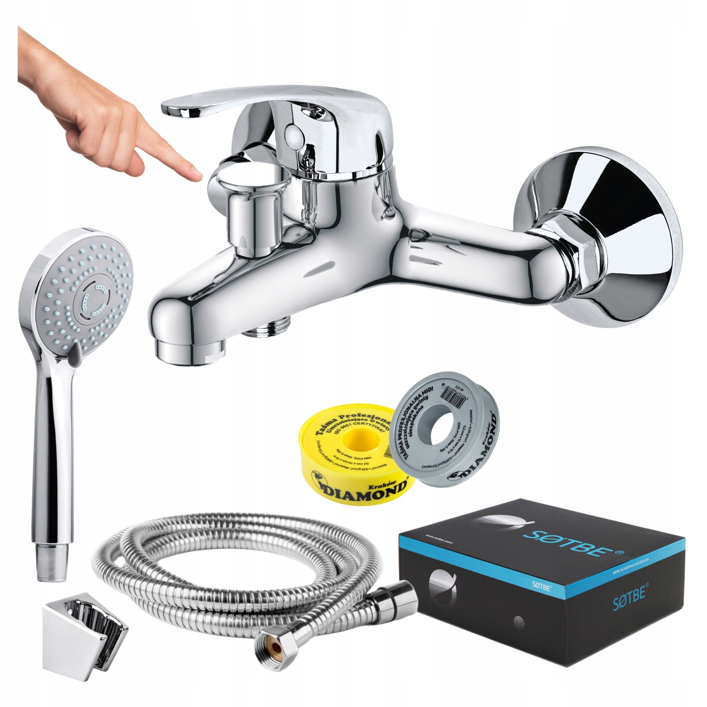Nástenná vaňová batéria, hadica, sprchová hlavica Kohútik do vane Sotbe