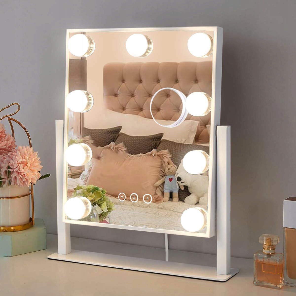 Kosmetické podsvícené zrcátko na make-up 9 Led Hollywood s 9 žárovkami