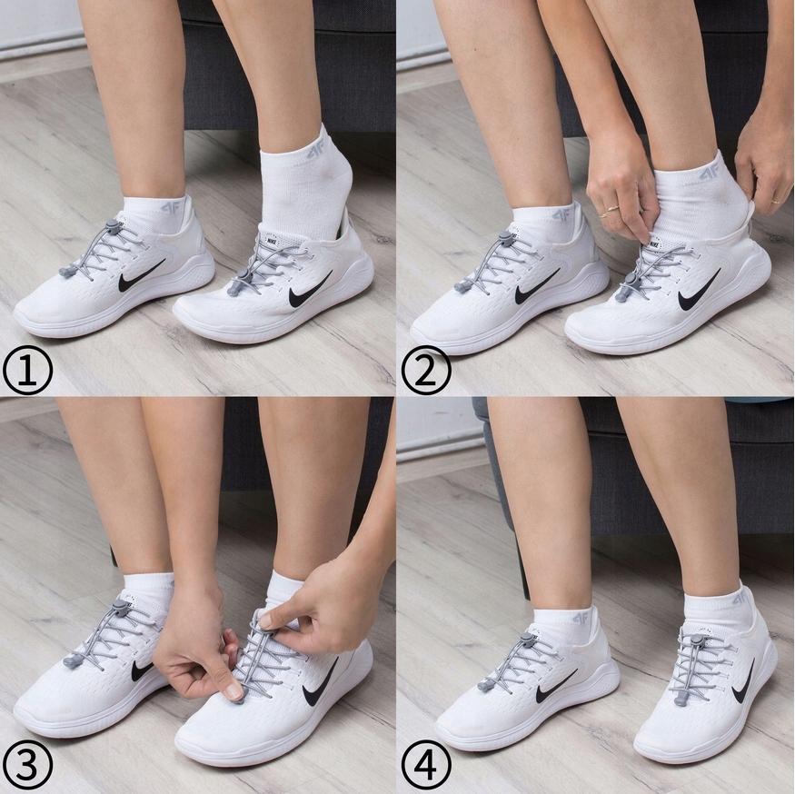 SZNUROWADŁA SZNURÓWKI DO BUTÓW ELASTYCZNE BEZ WIĄZANIA 4 KOMPL. SOMOZACISK Długość całkowita 100 cm