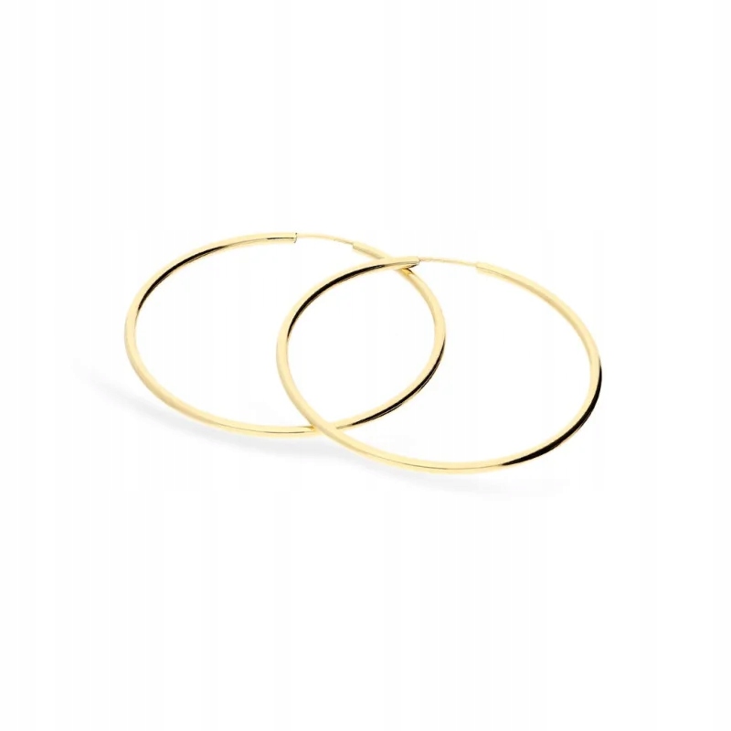 Zlaté náušnice hladké kroužky, 50 mm, dárek 1,58 g