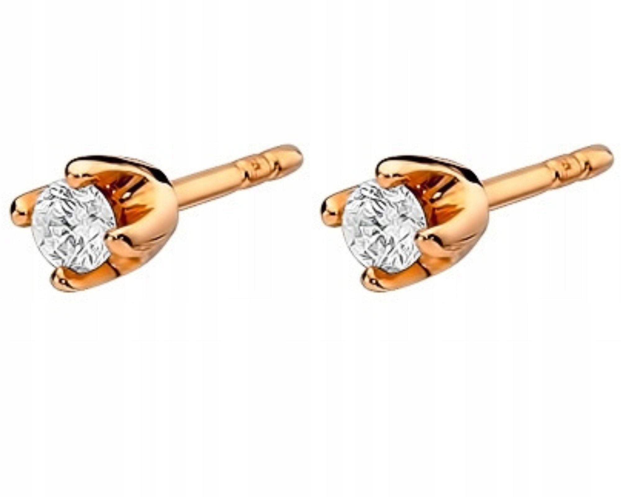 Růžové zlaté náušnice s brilianty 0,16 ct tyčinky