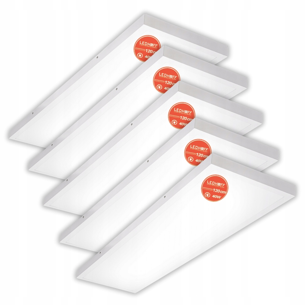5x Stropný Led panel Lampa Biela stropné svietidlo Obdĺžnik 120 x 30cm kancelársky Pevná
