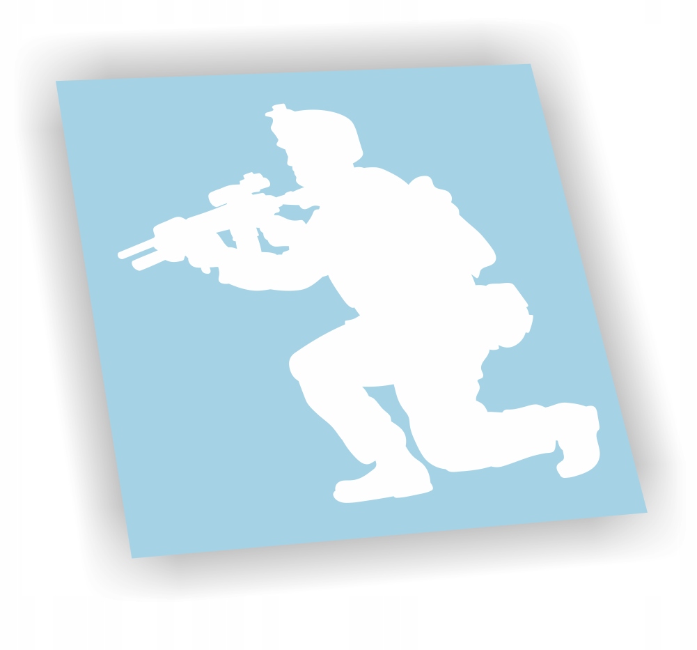 Naklejka Żołnierz kolor Biały wojskowy wot armia naklejki na samochód auto!