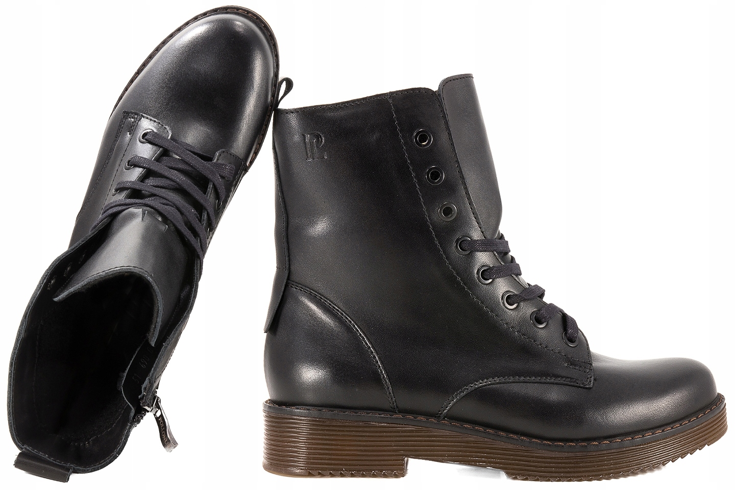 Pollonus 1690 Boty Zateplené Zimní Traperky Kotníkové Boty Kůže 38 Černá