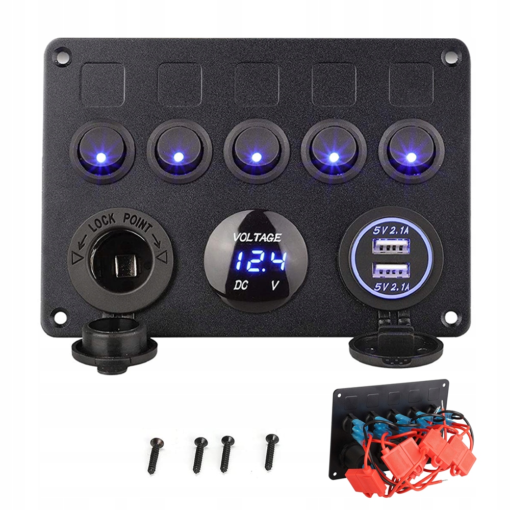 

Panel Przełączników Usb 5V4.2A+GNIAZDO Zapalniczki