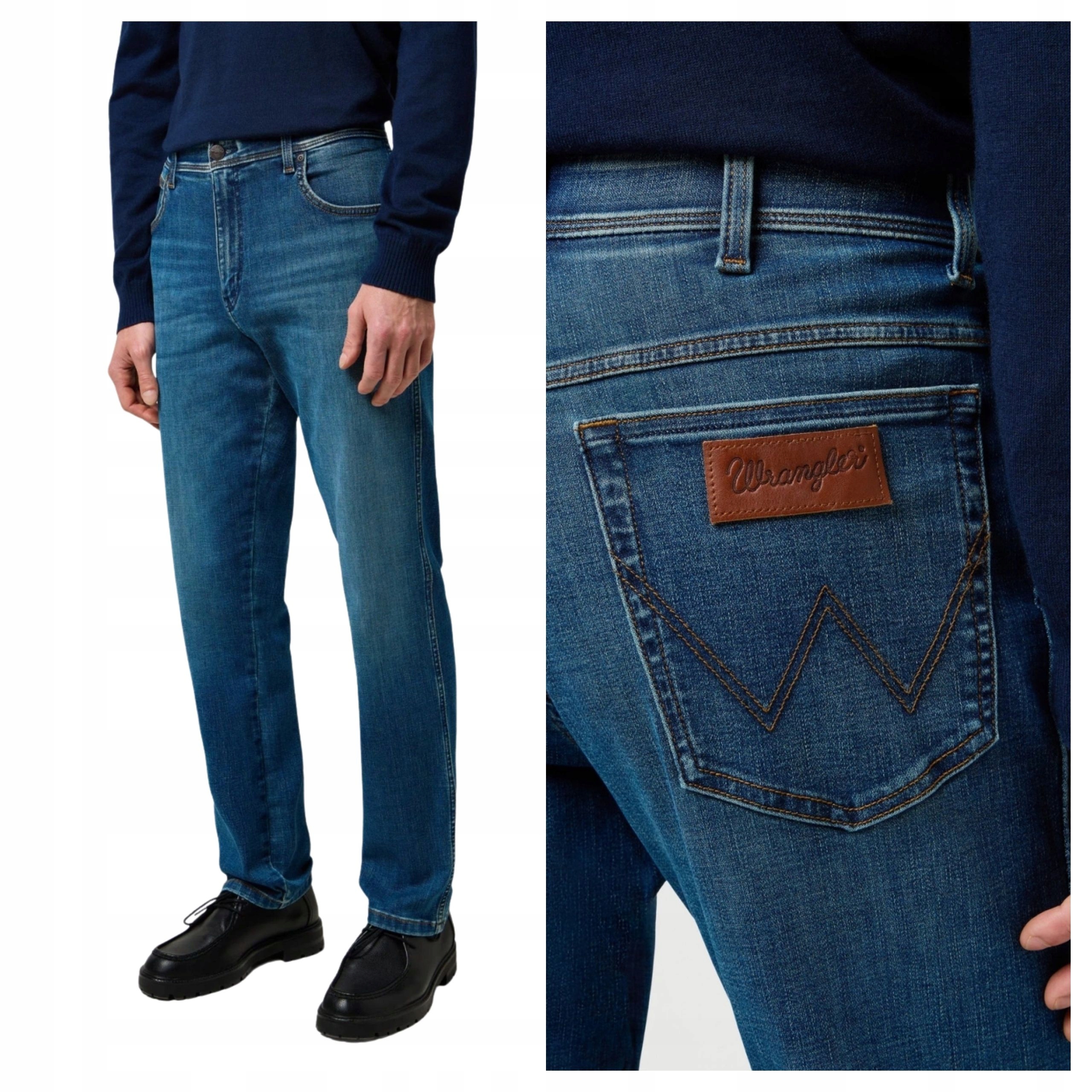 Pánské kalhoty Wrangler Texas Slim Jeans Modré Denim Blue W34 L30