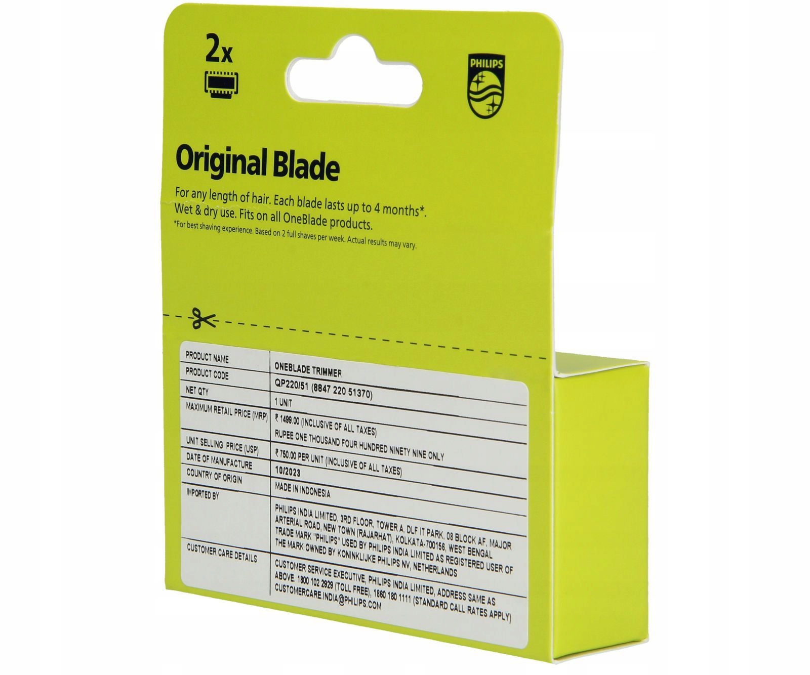 Ostrze tnące original 2szt OneBlade do golarki | QP220/51, QP220/55 Marka Philips