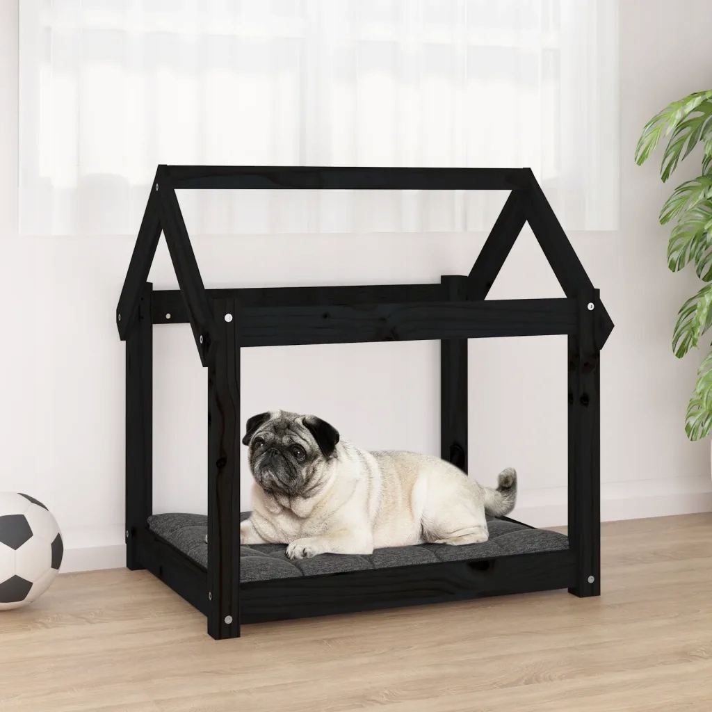 Levně Petrashop Pelíšek pro psy černý 71x55x70 cm masivní borovice Černý 822206