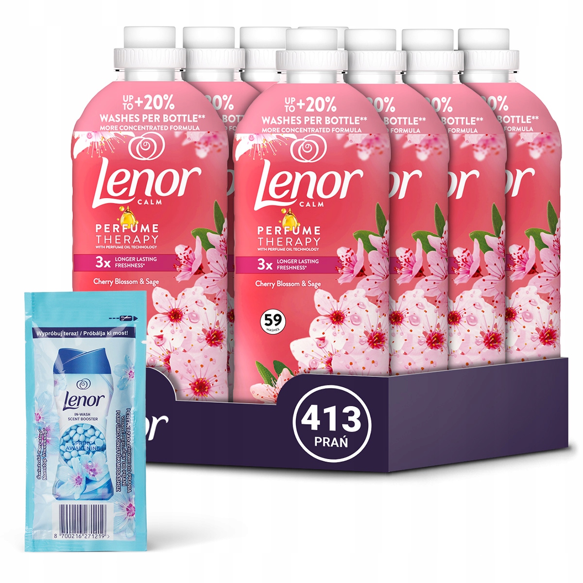 Lenor płyn do płukania Cherry Blossom & Sage 413 prań, 8x1,2L