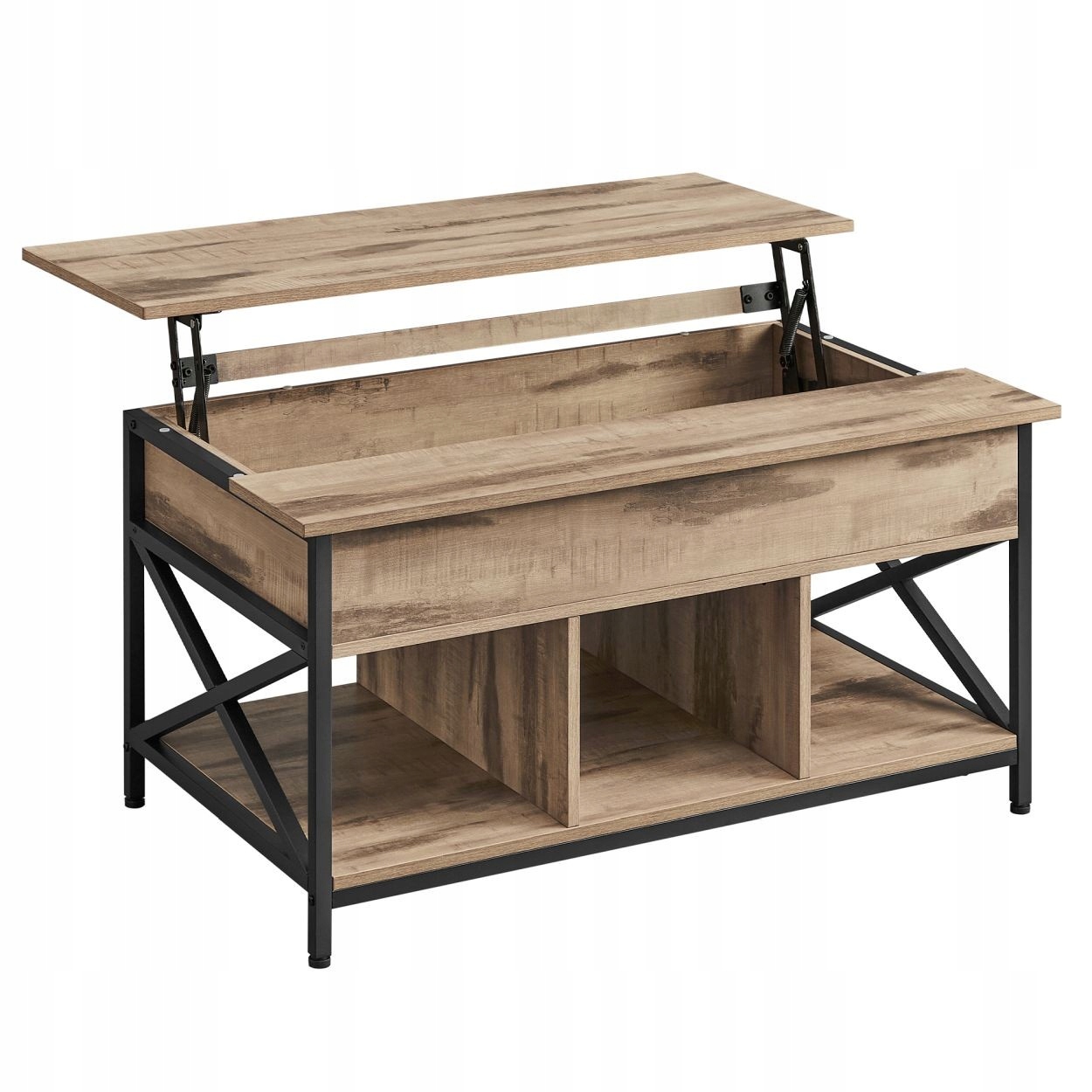 Funkčný konferenčný stolík na lavicu s rozkladacou doskou, svetlohnedý Loft