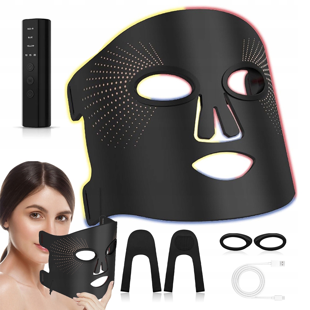 Maska Na Obličejová Terapie Světlem Pilot Ošetření Obličeje Usb 1200 Mah Černá