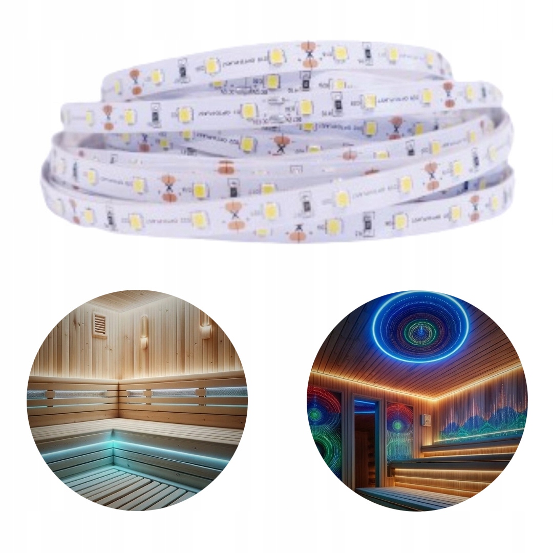 Led Páska Do Sauny 24 V, 14,4 W, 60 Led, IP68, Rgb, 5 M, Farebná Terapia