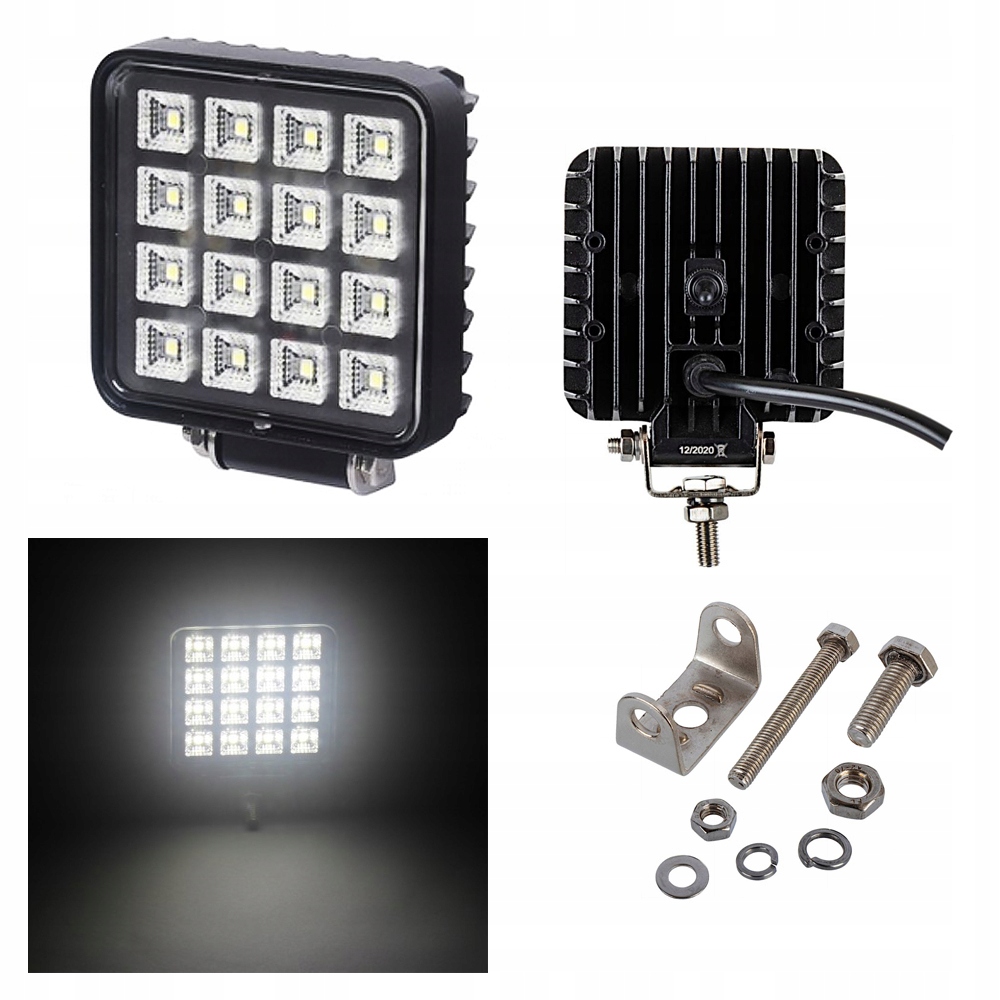 LAMPA ROBOCZA 16xLED 12V 24V HALOGEN Z WŁĄCZNIKIEM