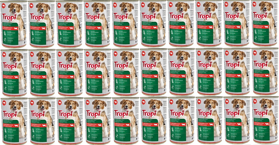 Levně Tropi vlhké krmivo pro psy s hovězím masem v omáčce 415 g x 30 ks Hovězí pes