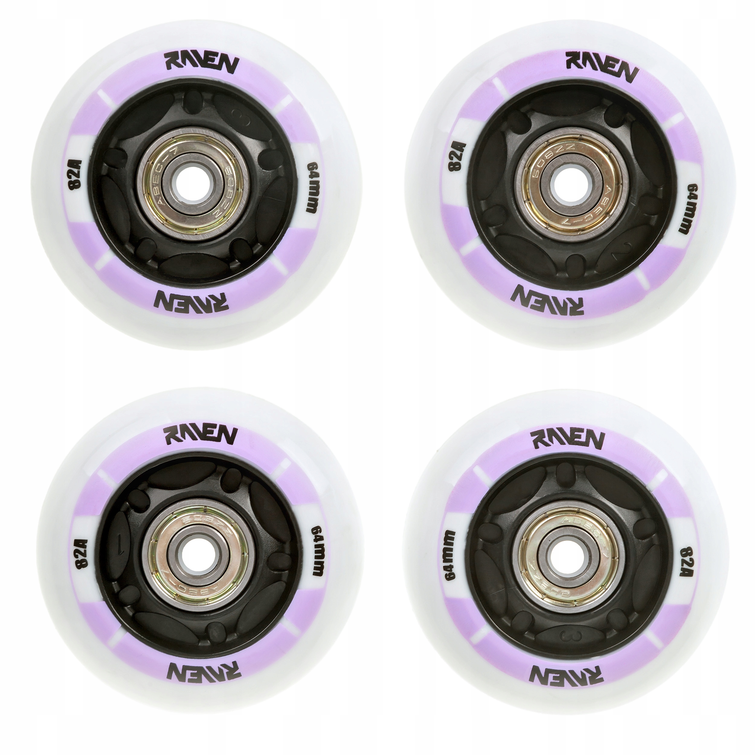 4x Świecące kółka Led do rolek Raven Helixi Black/Violet 70mm Pu