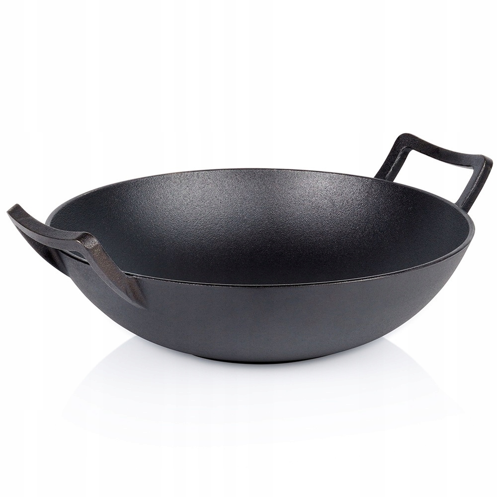 Wok Litinová hluboká pánev na smažení, dušení asijských pokrmů 36 cm