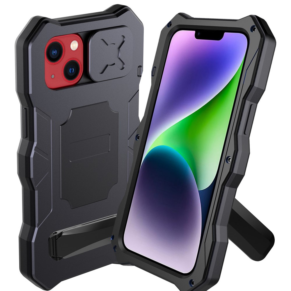 Pancéřové kovové Pouzdro pro kameru Slide pro iPhone 14, ochrana fotoaparátu, stojánek