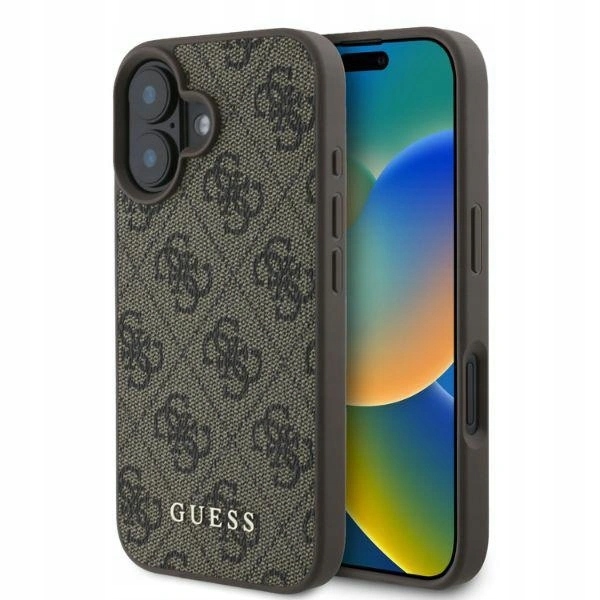 Pouzdro Guess GUHCP16SG4GFBR pro Apple iPhone 16 hardcase 4G Classic hnědé