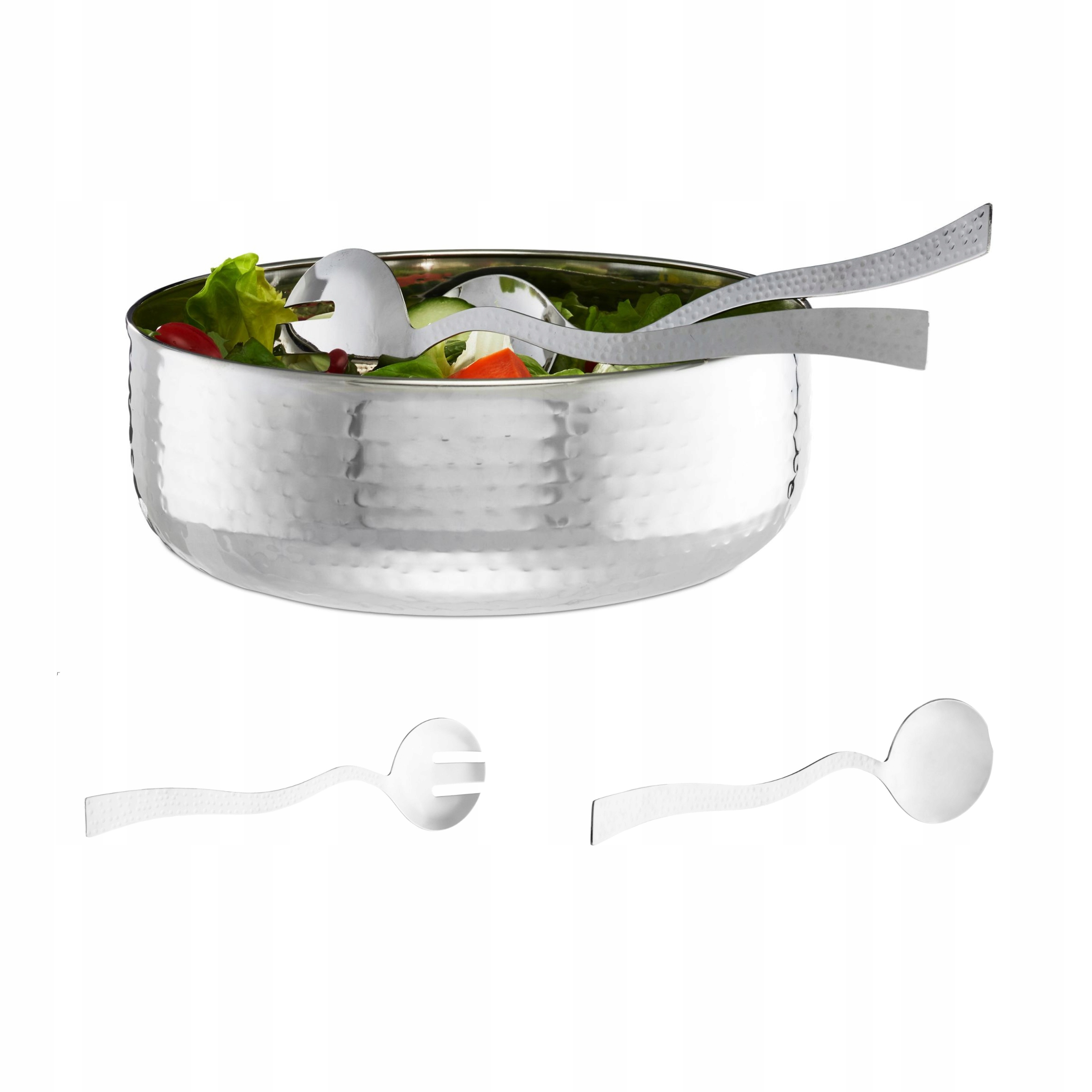 Miska na salát s příbory Z Nerezové Oceli 28 cm Relaxdays