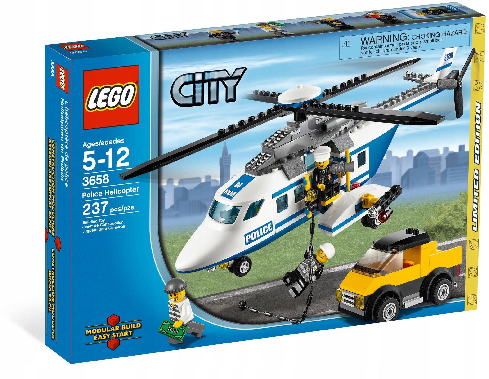 Originální Lego City z roku 2011 – 3658 Policejní vrtulník Policie Nové