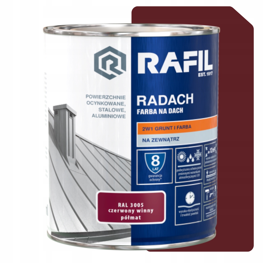 Radach Farba Poliwinylowo-akrylowa Na Dach czerwony winny RAL3005 5L