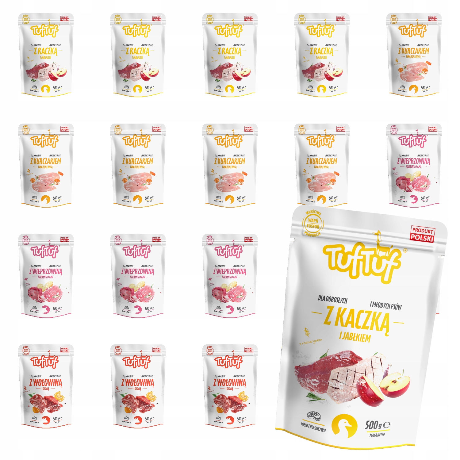 Levně Vlhké Krmivo Pro Psa TufTuf Sáček Mletá MIX Chutí Set 20x500g