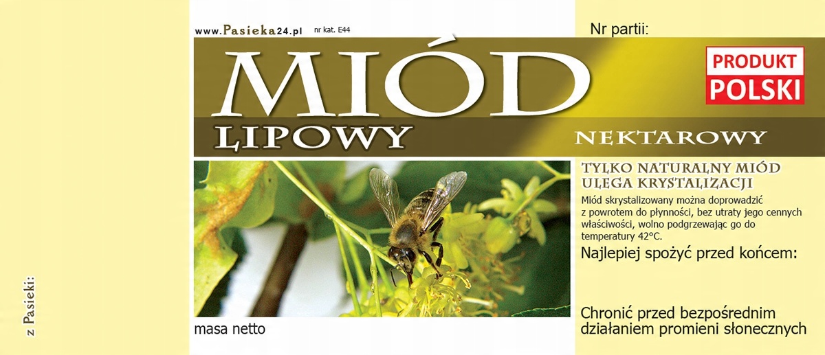 

Etykiety na Miód Lipowy (100szt) wzór E44