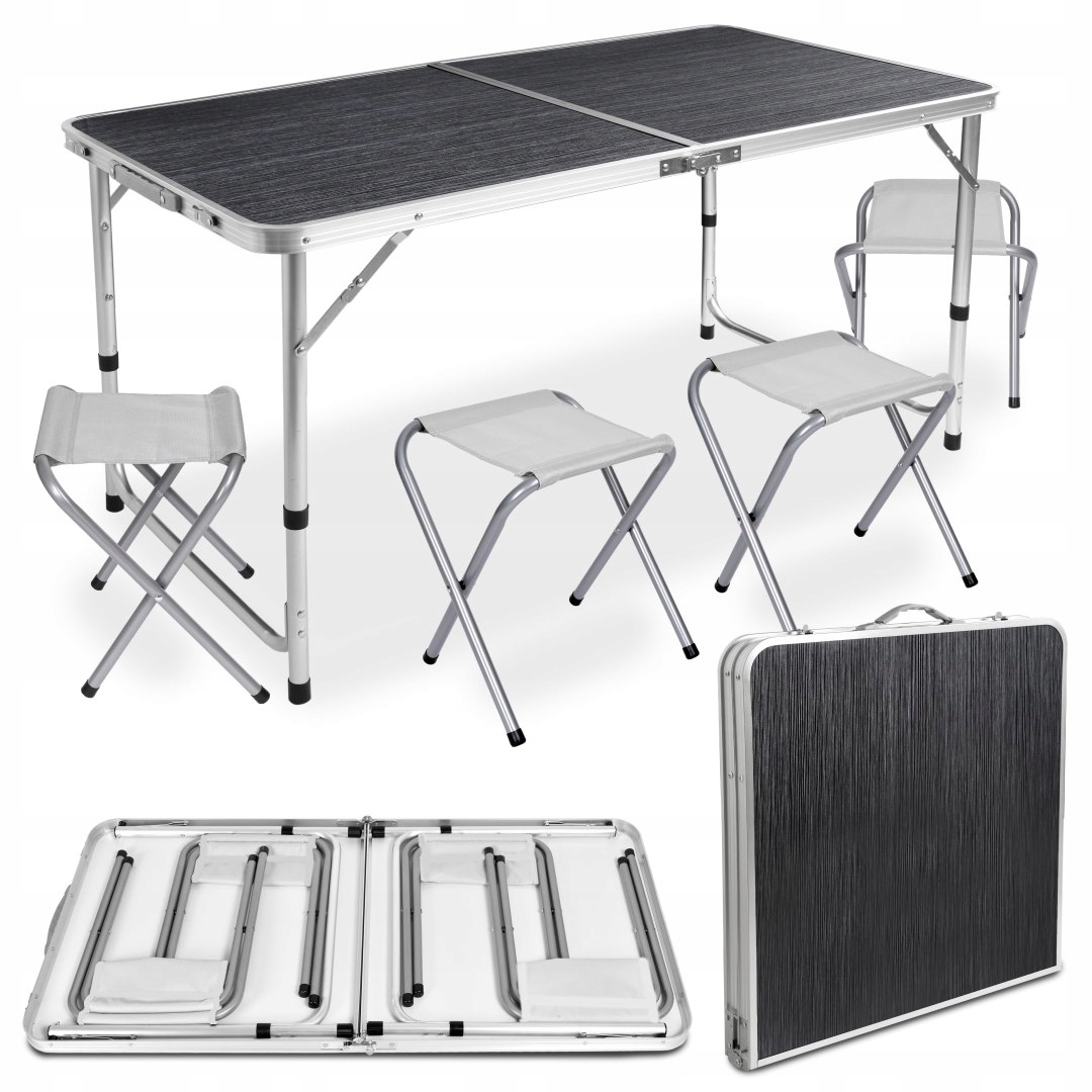 Turistická sada Tramp kempingová skládací 120x60 cm, černé dřevo