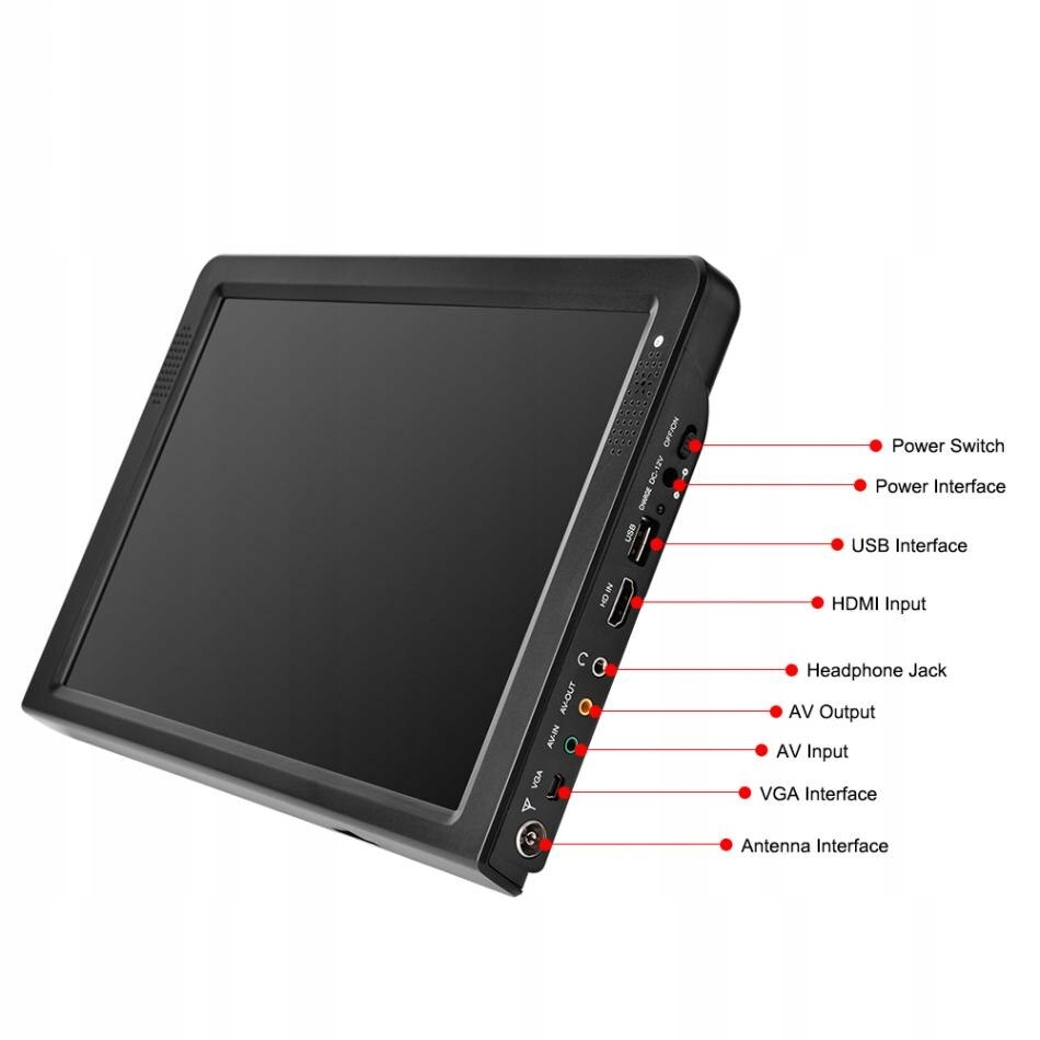Telewizor samochodowy DVB-T2/HEVC 12V HDMI SD USB Kolor czarny