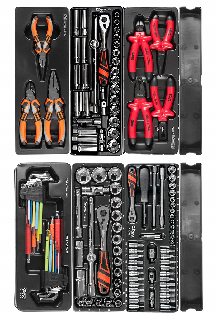 Dwa wózki narzędziowe szafka wyposażenie 736 elementów 7 szuflad Richmann Liczba szuflad 7