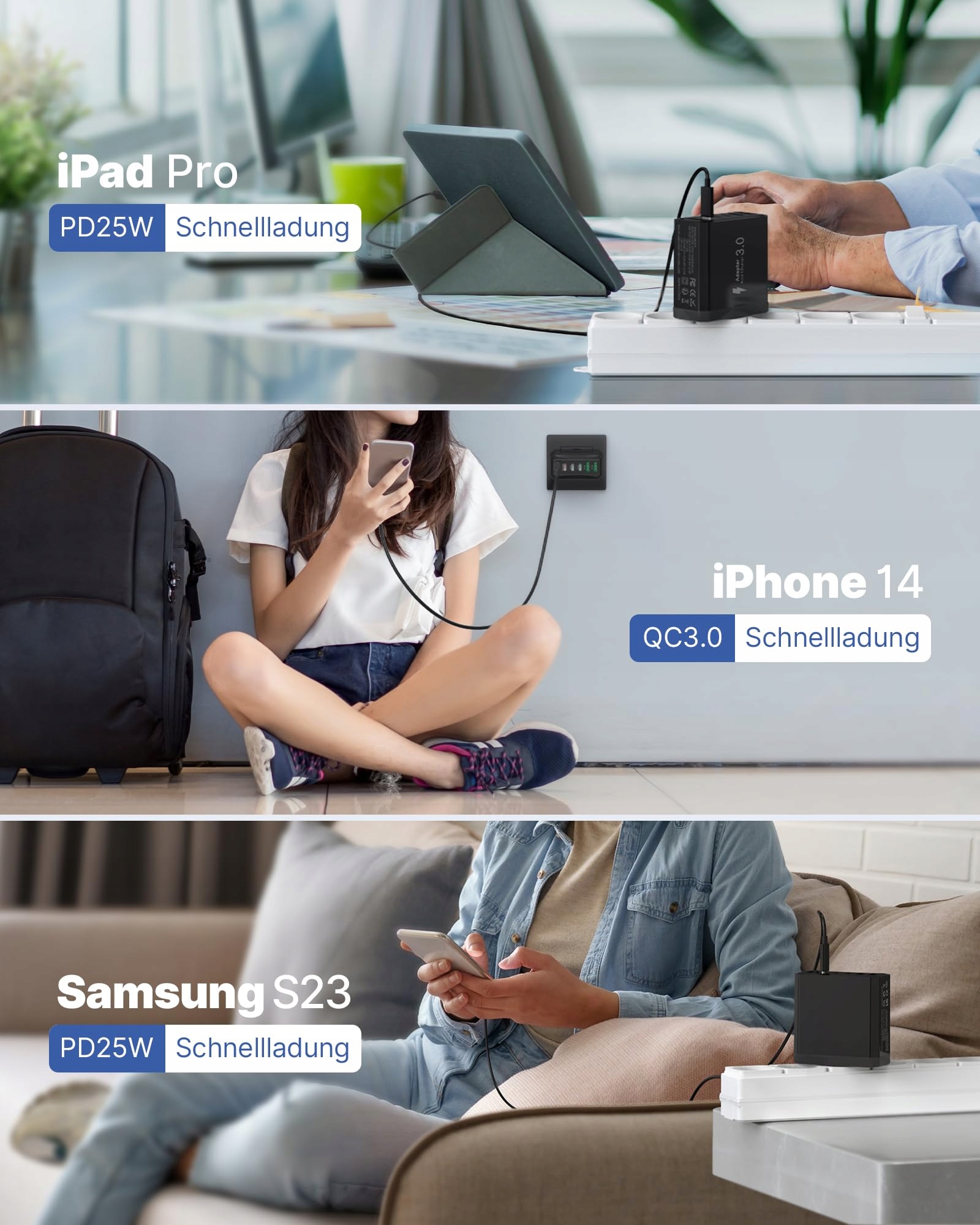 Ładowarka USB C, 6 portów USB C, zasilacz 40 W — miniatura 5