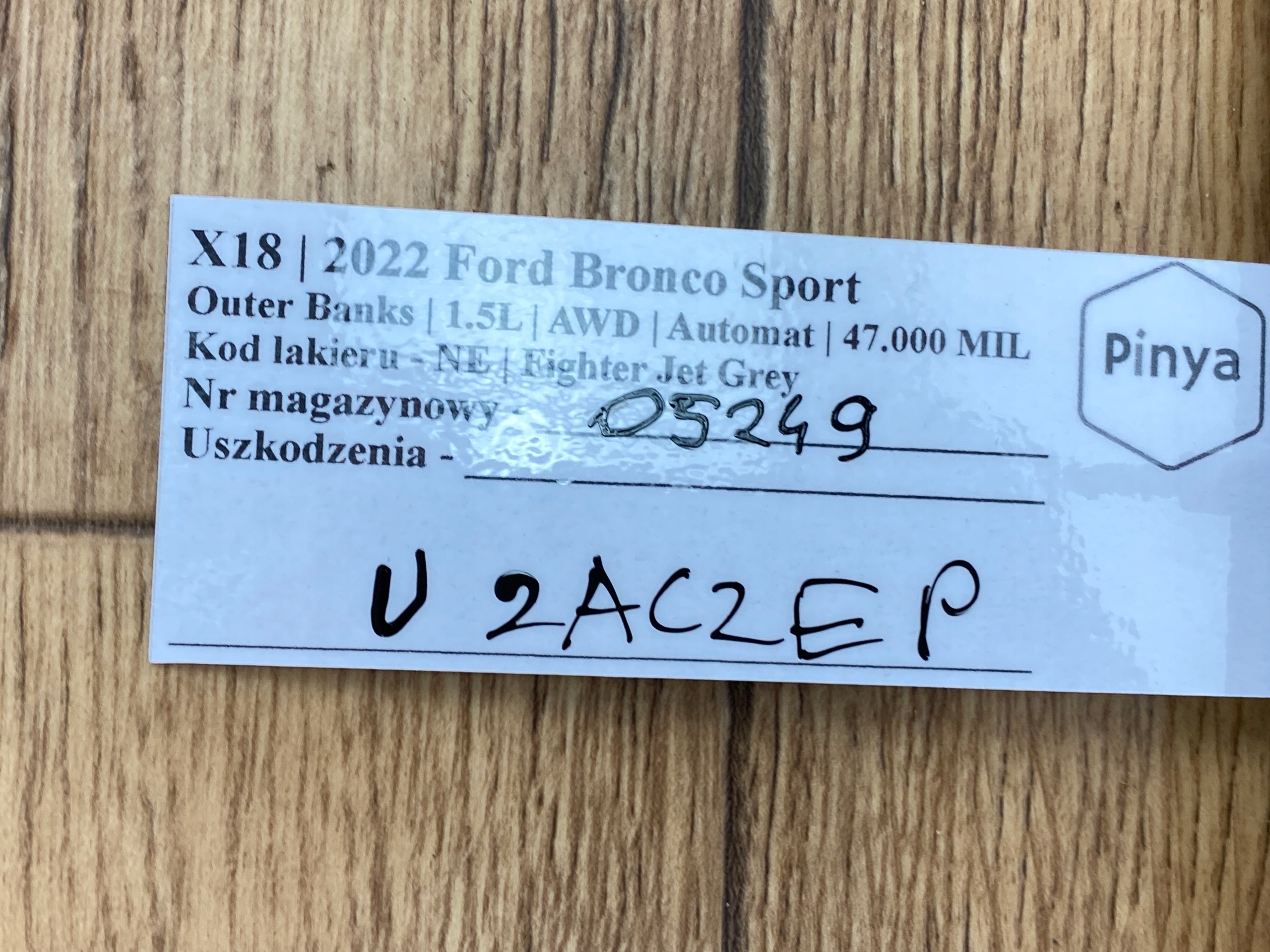 gasket Ford Bronco Sport 2020+ USA