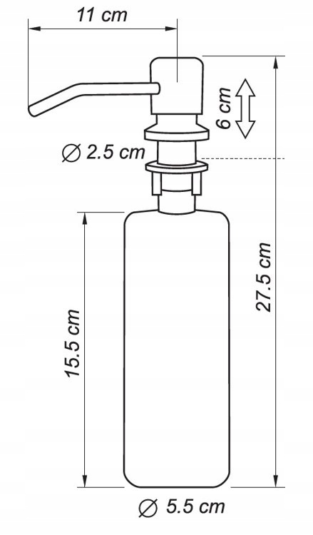 DOZOWNIK DO PŁYNU DO NACZYŃ MYDŁA ZLEWU ZLEWOZMYWAK STAL SZCZOTKOWANA INOX Linia 300ML