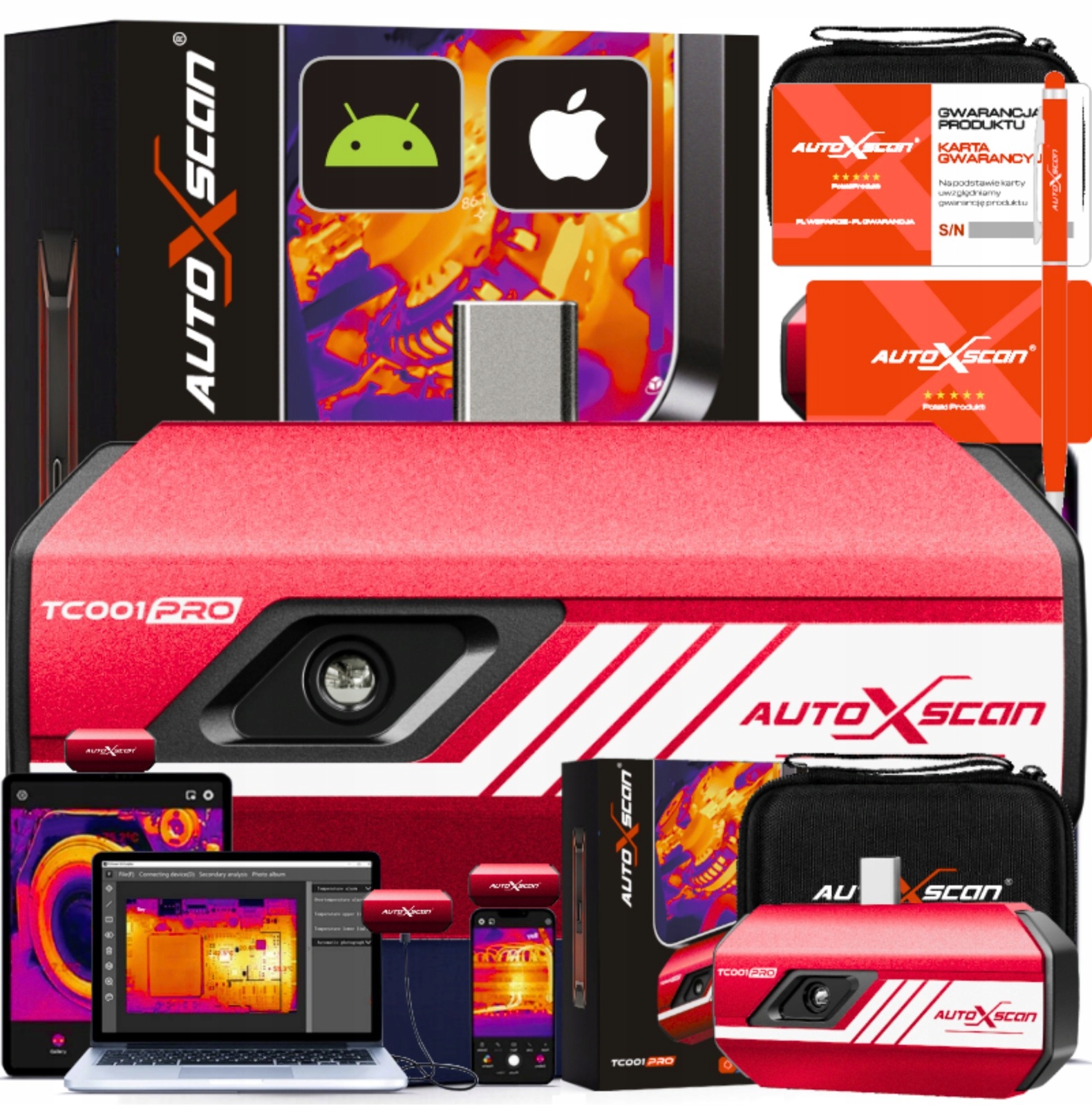 Termovizní kamera Usb C Android+iOS ligting TC001PRO-20 +550 Polština