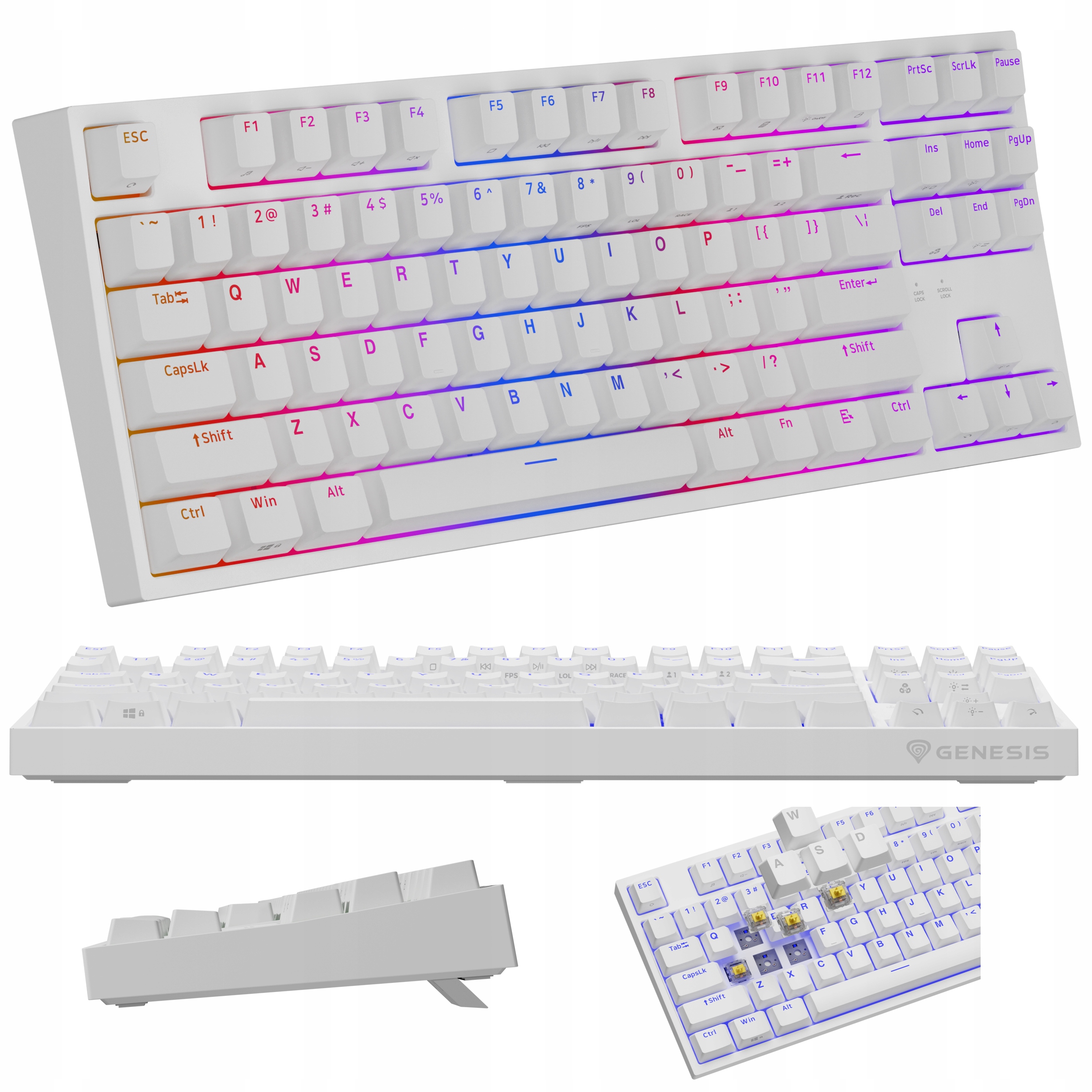 Klawiatura mechaniczna gamingowa biała Genesis Thor 404 Tkl RGBNKG-2070 wr1